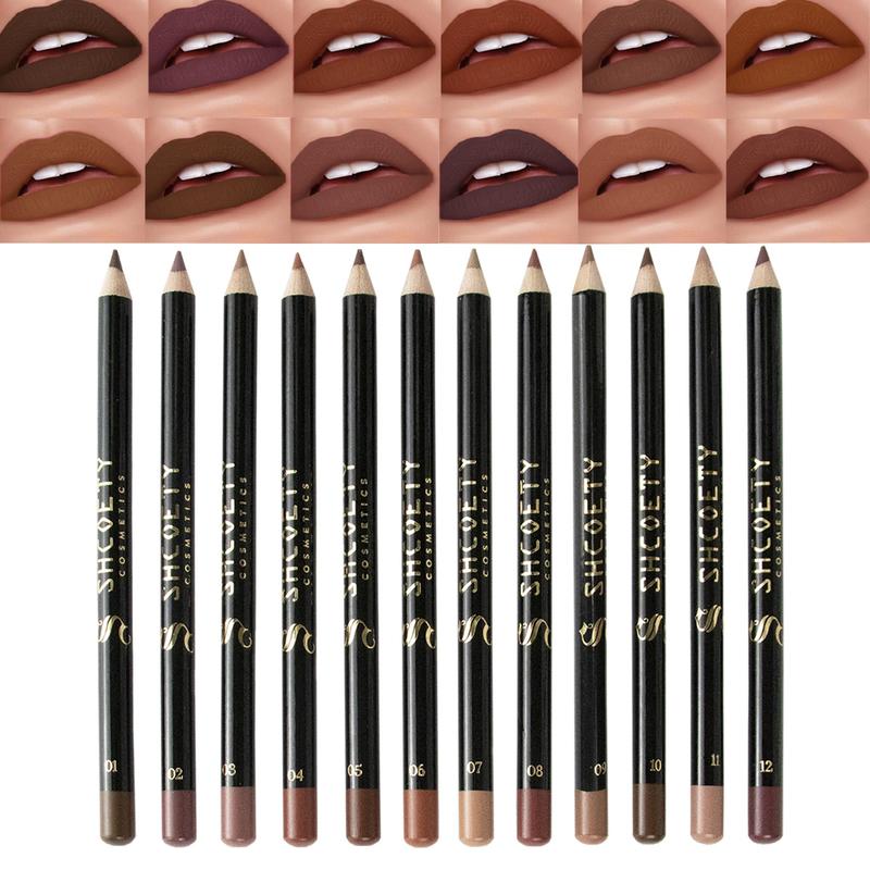 Matte Lip Liner Set, 12pcs set Long Lasting Lip Liner Pencil, Easy Coloring Lipstick Pen for All Occasions Lip Makeup, Girls and Women Makeup Accessories