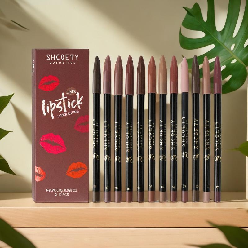 Matte Lip Liner Set, 12pcs set Long Lasting Lip Liner Pencil, Easy Coloring Lipstick Pen for All Occasions Lip Makeup, Girls and Women Makeup Accessories