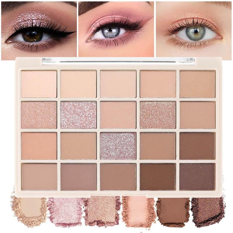 20 Nude Brown Pink Matte Shimmer Eyeshadow Palette for Eye Makeup - Cosmetic