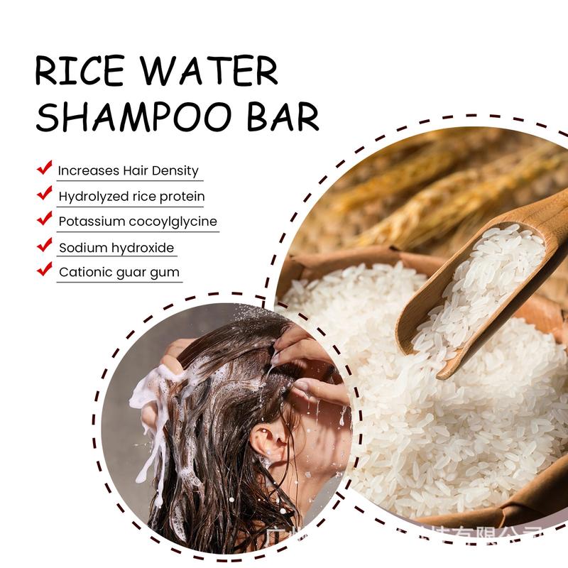 Rice Water Shampoo Bar, 60g Each, Moisturizing Hair Care, Smooth & Shiny Hair, Suitable for All Hair Types, with Shea Butter, for Dry Hair, Men & Women, Adult Use