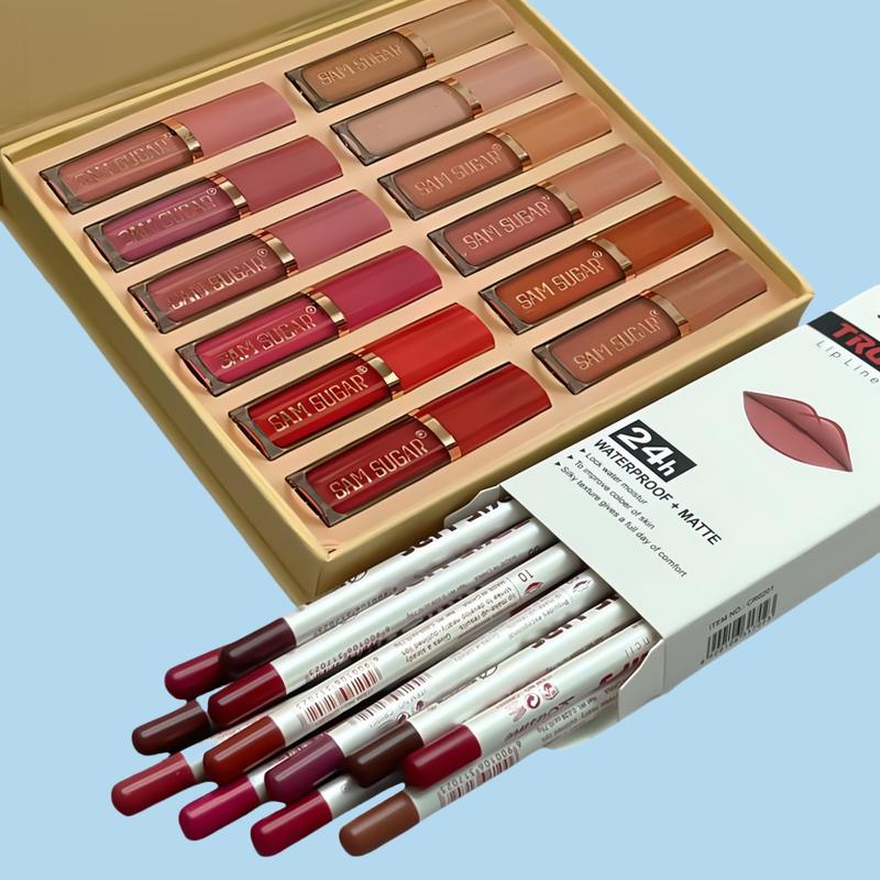 24PCS Waterproof Long-Lasting Matte Lipstick Set Easily Tinted and Moisturizing Lipsticks Suitable for All Occasions Lip Makeup Matte Lip Gloss Lipstick Pearls Girls and Women Makeup Accessories Cosmetic Glossy