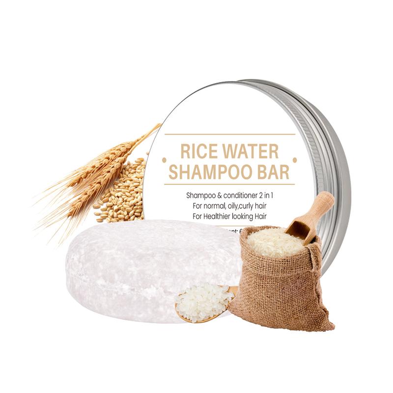 Rice Water Shampoo Bar, 60g Each, Moisturizing Hair Care, Smooth & Shiny Hair, Suitable for All Hair Types, with Shea Butter, for Dry Hair, Men & Women, Adult Use