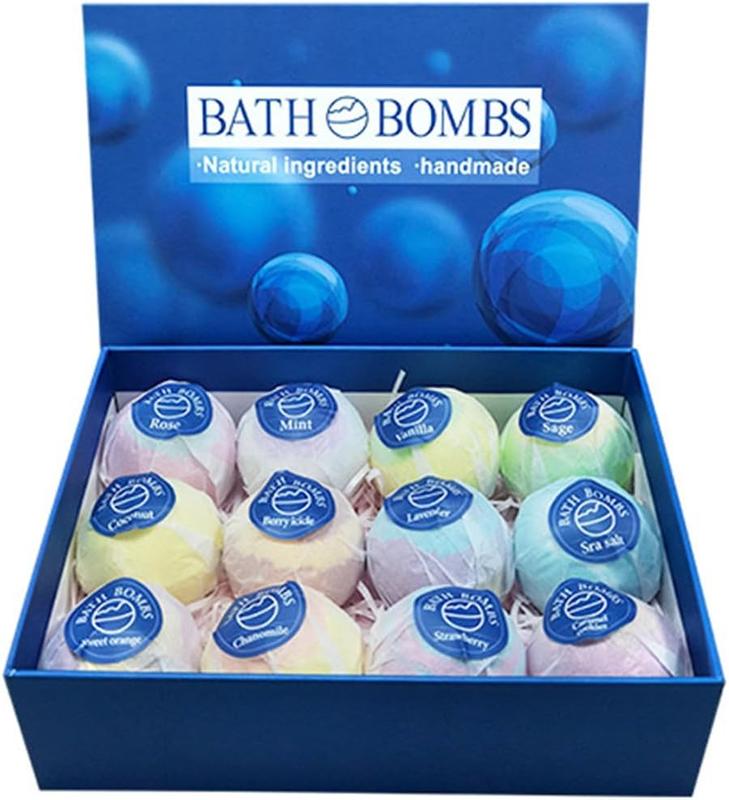 Bath Bombs Salt Balls,12  Gift Set,Vanilla Lavender l Rose Extract  Oils,Moisturizing Dry ,Fizzy ,Relaxing,Bubble Bath Bomb for Gifts Idea for Men Women